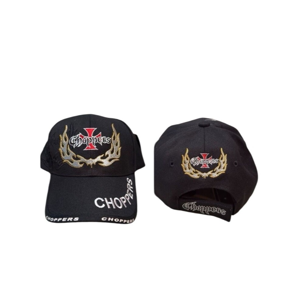 NWT Choppers Flames Embroidered Cap Hat Adjustable Black
